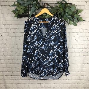 SALE **5 for $25**Mossimo Black Blue Patterned Long Sleeve Blouse
